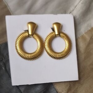 Textured Gold Hoop Drop Earrings for Women